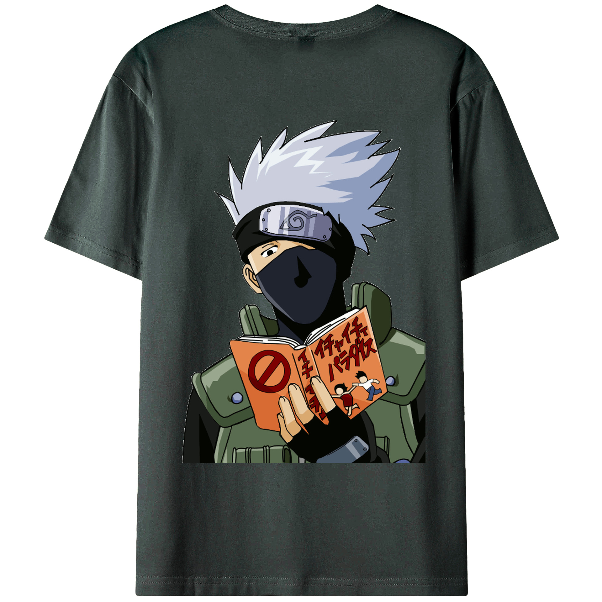 （画像用） NARUTO -ナルト- はたけ カカシ Hatake Kakashi 綿100％ メンズ半袖Tシャツ（バックプリント） 通気性